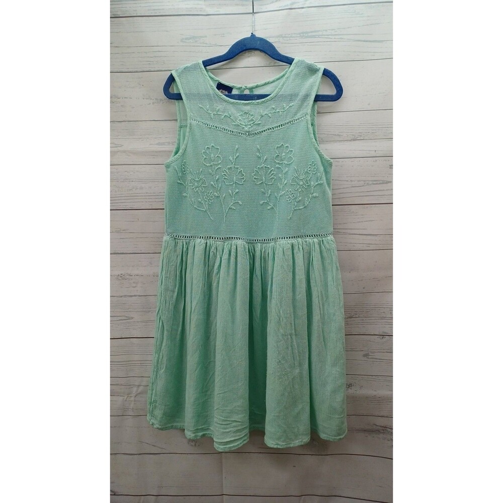Route 66 Girl Dress Teal Green Sleeveless Sz 10-12 Lace Embroidery